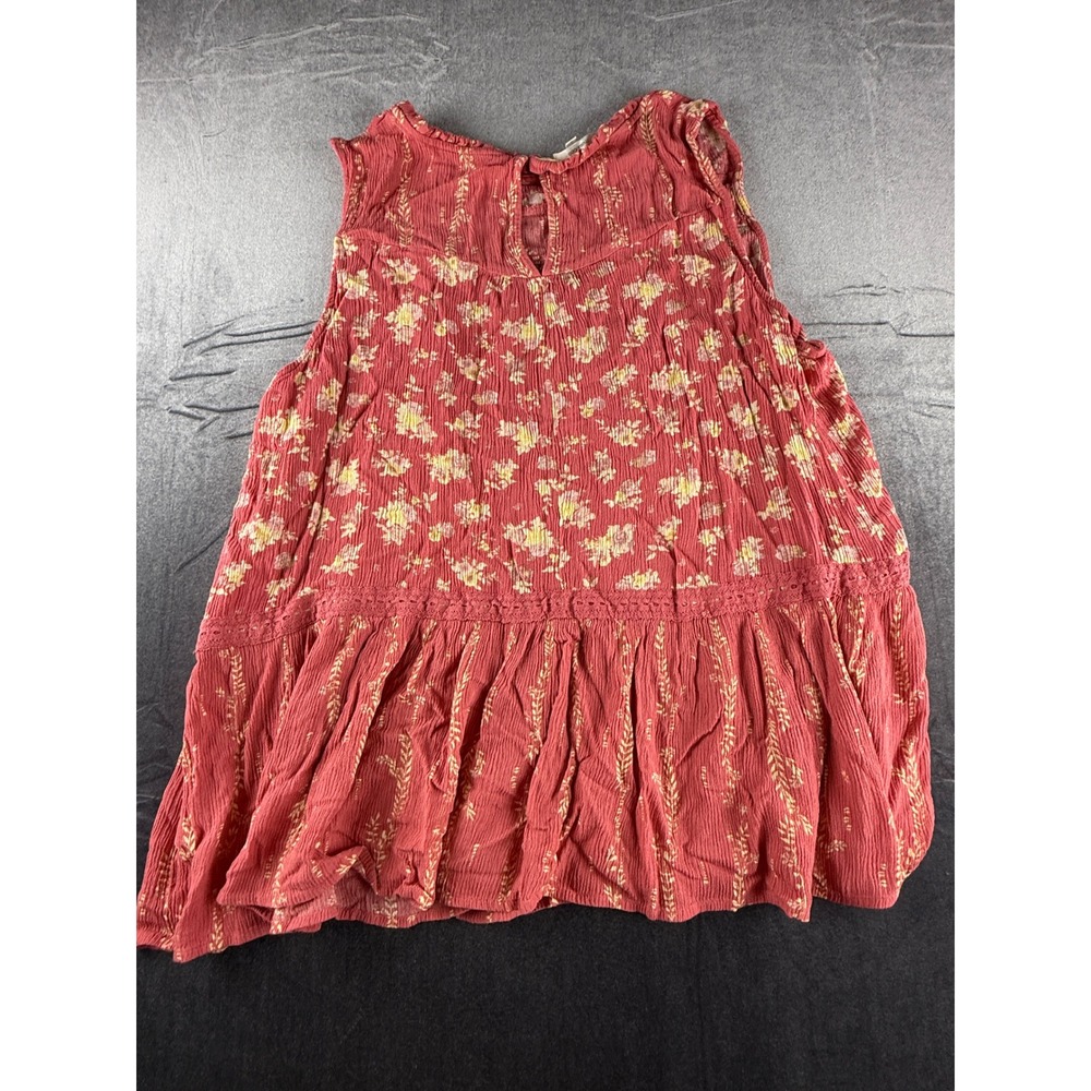 Maurices Coral Pink Floral Sleeveless Babydoll Top Boho Tiered Lace 2X - Picture 2 of 8